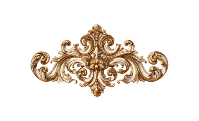 Golden Baroque Ornament Swirl isolated on a transparent background