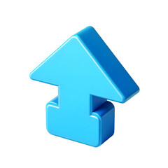 blue arrow up 3d icon cartoon style floating isolate on White background