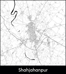 Obraz premium Shahjahanpur city map, India - Topographic vector map poster