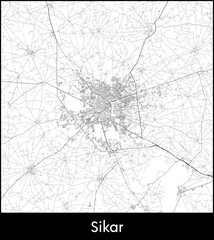 Sikar city map, India - Topographic vector map poster