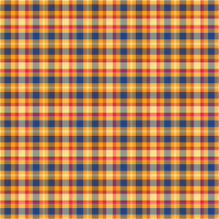Rough background textile check, seventies seamless plaid fabric. Abstract tartan pattern vector texture in blue and yellow colors.