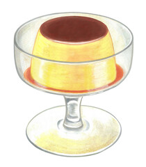 デザートグラスとプリンのイラスト