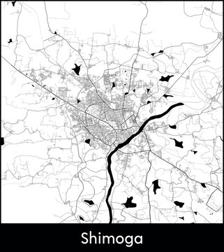 Shimoga city map, India - Topographic vector map poster