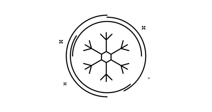Snowflake animated outline icon with alpha channel. Snowflake 4k motion design animation for web, mobile and ui design