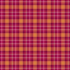 Warm plaid pattern with maroon, gold, and white lines. Ideal for fashion, textile design, or cozy backgrounds. Creates a sense of tradition and comfort.