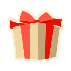 Illustration of gift box. Craft present for celebration, discount or promotion.
