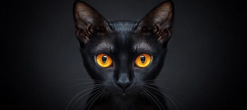 Elegant Cornish Rex Cat Portrait with Intense Eyes Exuding Allure Against a Smooth Black Background