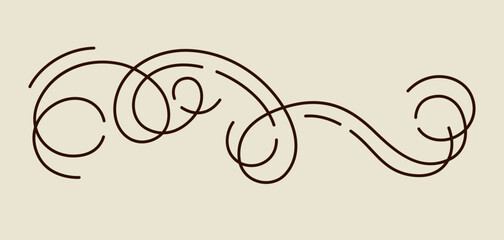 Decorative linear element. Vintage swirl filigree border.