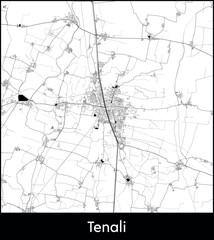Tenali city map, India - Topographic vector map poster