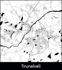Tirunelveli city map, India - Topographic vector map poster