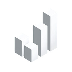 Isometric bar graph with rising values, white on black background
