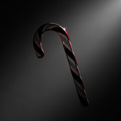 Glowing Red and Black Candy Cane, Dark Festive Treat