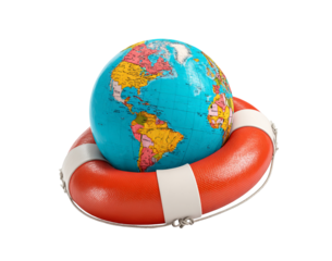 Globe in Life Preserver isolated on a transparent background