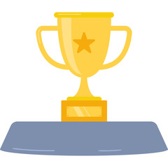 Golden Trophy With Star Emblem Rests On A Pedestal Displayed On A Flat Surface In A Studio Setting With Neutral Lighting And A Transparent Background Celebrating Victory And Achievement