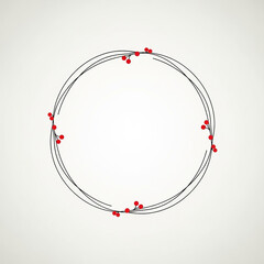 Simple Wire Wreath with Red Berries, Minimalist Christmas Design