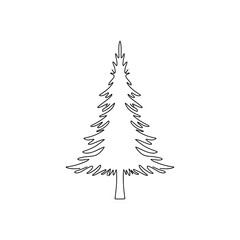 Minimalist Christmas Tree Outline, Simple Conifer Vector Icon