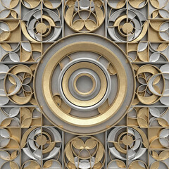 Abstract Gold and Grey Geometric Pattern, Modern Elegant Seamless Background