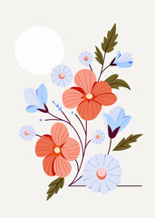 Vibrant Abstract Floral Illustration with Delicate Petals