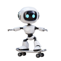 3D Cartoon Cute Robot Riding a Skateboard Fun Technology