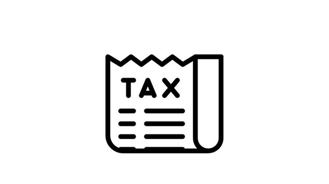 Animated tax receipt icon for financial concepts
