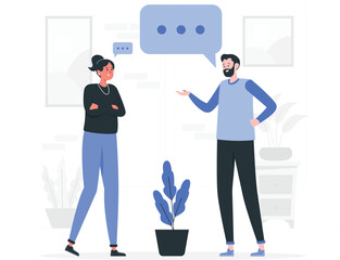 Couple Arguing with Speech Bubbles talking communication