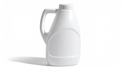 White plastic jug with handle, cap, and label space