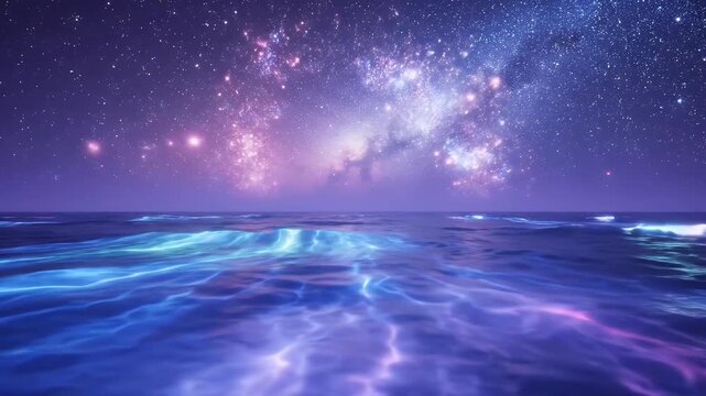 Beautiful Night Sky Over Ocean Waves