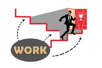 Photo picture collage young businessman agent employee leadership achieve goal award first place competition career promotion success