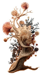 Surreal tree with coral-like branches, textured and otherworldly