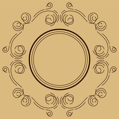 Decorative linear frame. Vintage swirl filigree background.