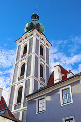 Tower of St. Jost Church, Cesky Krumlov, Czech Republic