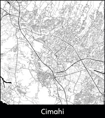 Fototapeta premium Cimahi city map, Indonesia - Topographic vector map poster