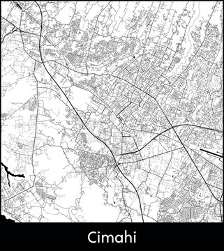 Cimahi city map, Indonesia - Topographic vector map poster