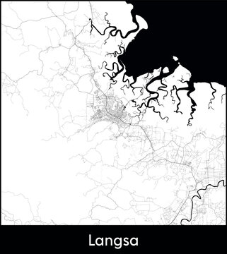 Langsa city map, Indonesia - Topographic vector map poster