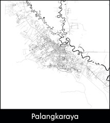 Palangkaraya city map, Indonesia - Topographic vector map poster