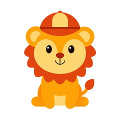 yellow baby lion toy waring hat vector