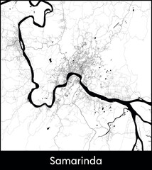 Samarinda city map, Indonesia - Topographic vector map poster