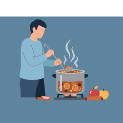 Preparing Homemade Mulled Wine or Cider with Fresh Apples, Oranges, and Cinnamon Sticks for a Warming Experience