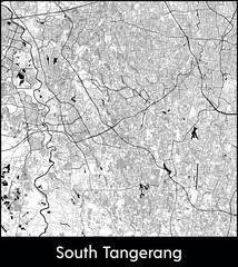 South Tangerang city map, Indonesia - Topographic vector map poster