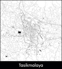 Tasikmalaya city map, Indonesia - Topographic vector map poster