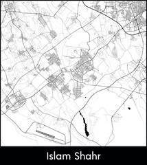 Islam Shahr city map, Iran - Topographic vector map poster