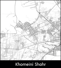 Obraz premium Khomeini Shahr city map, Iran - Topographic vector map poster