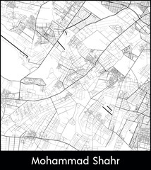 Fototapeta premium Mohammad Shahr city map, Iran - Topographic vector map poster