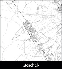 Obraz premium Qarchak city map, Iran - Topographic vector map poster