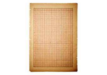 Antique graph paper with large square grid patterns and subtle aging marks, isolated on transparent or white background