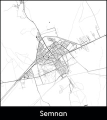 Obraz premium Semnan city map, Iran - Topographic vector map poster