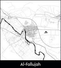 Obraz premium Al Fallujah city map, Iraq - Topographic vector map poster