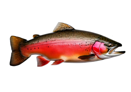 Detailed illustration of a realistic trout fish isolated on transparent or white background - Powered by Adobe