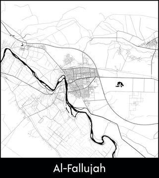 Al Fallujah city map, Iraq - Topographic vector map poster