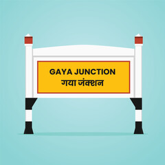 Gaya junction railways name sign board vector Illustration